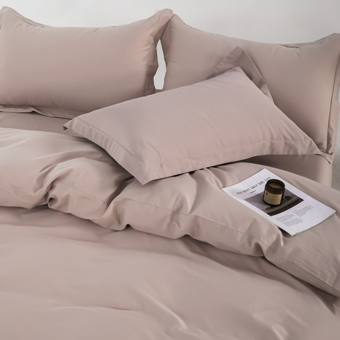 91家纺网 家纺一手货源 找家纺 红淳家纺 2025新款50支长绒棉贡缎磨毛单被套系列 茜茜粉