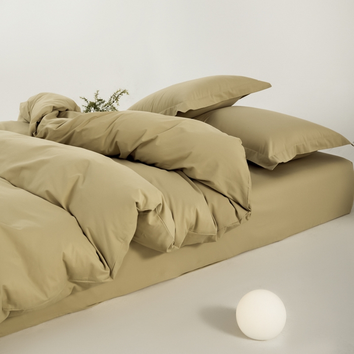 红淳家纺 2025新款50支长绒棉贡缎磨毛单被套系列 柚子金