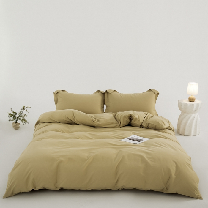 91家纺网 家纺一手货源 找家纺 红淳家纺 2025新款50支长绒棉贡缎磨毛单被套系列 柚子金