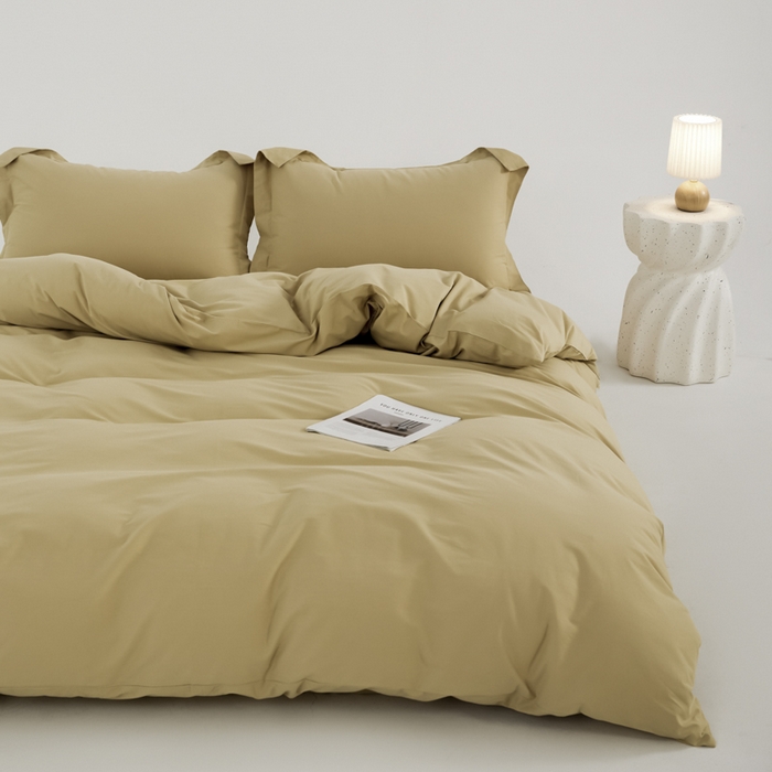 91家纺网 家纺一手货源 找家纺 红淳家纺 2025新款50支长绒棉贡缎磨毛单被套系列 柚子金