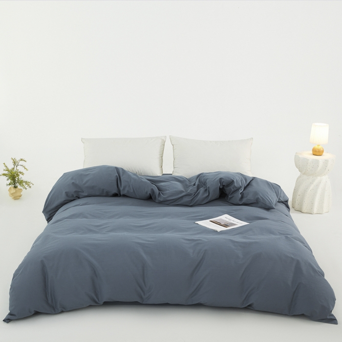 91家纺网 家纺一手货源 找家纺 红淳家纺 2025新款50支长绒棉贡缎磨毛单床笠系列 南非蓝