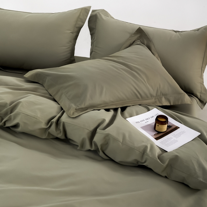 91家纺网 家纺一手货源 找家纺 红淳家纺 2025新款50支长绒棉贡缎磨毛单床笠系列 竹青