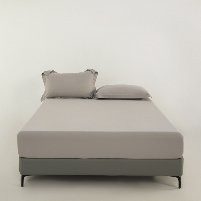 91家纺网 家纺一手货源 找家纺 红淳家纺 2025新款50支长绒棉贡缎磨毛单枕套系列 雅灰