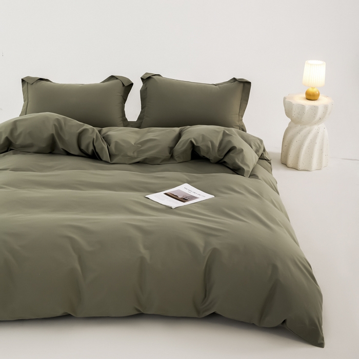 91家纺网 家纺一手货源 找家纺 红淳家纺 2025新款50支长绒棉贡缎磨毛单枕套系列 竹青