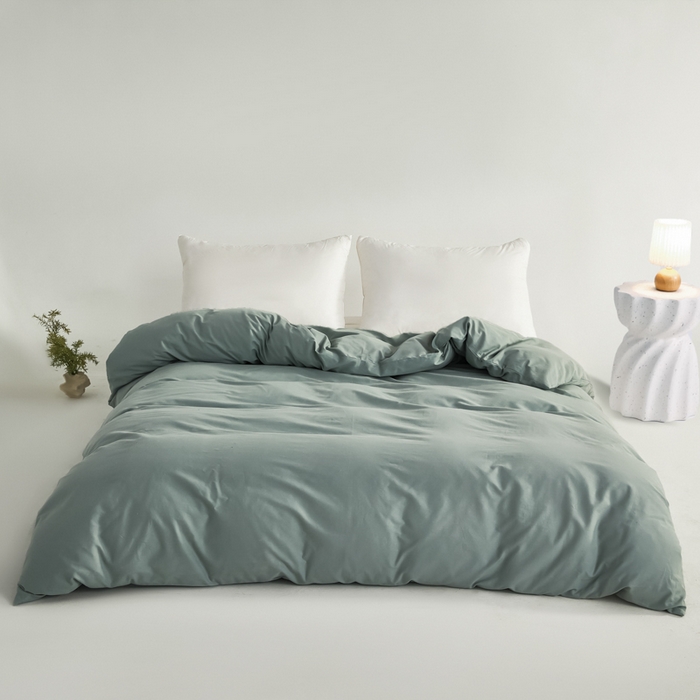 91家纺网 家纺一手货源 找家纺 红淳家纺 2025新款50支长绒棉贡缎磨毛单枕套系列 云青