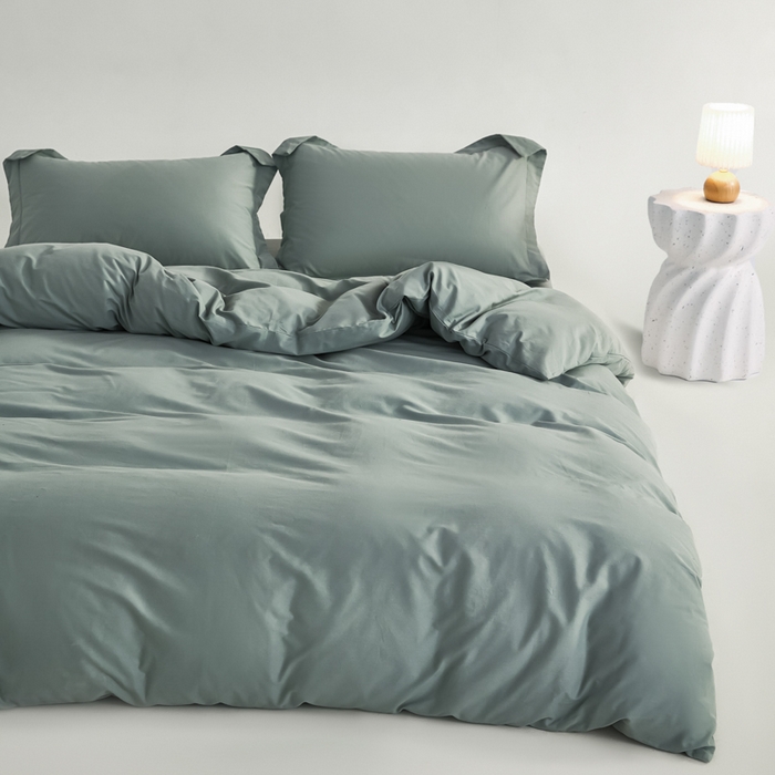 91家纺网 家纺一手货源 找家纺 红淳家纺 2025新款50支长绒棉贡缎磨毛单枕套系列 云青