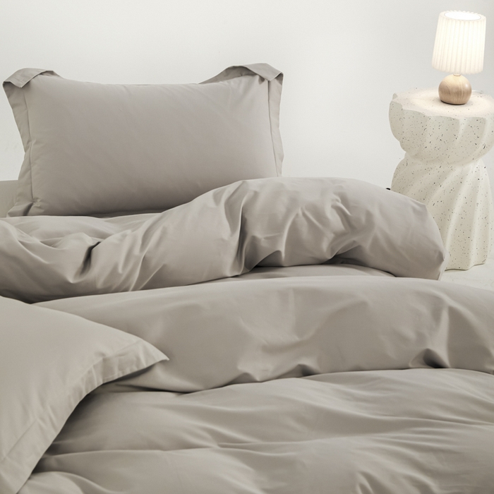 91家纺网 家纺一手货源 找家纺 红淳家纺 2025新款50支长绒棉贡缎磨毛单枕套系列 雅灰