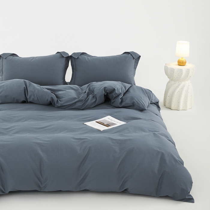 91家纺网 家纺一手货源 找家纺 红淳家纺 2025新款50支长绒棉贡缎磨毛单枕套系列 南非蓝