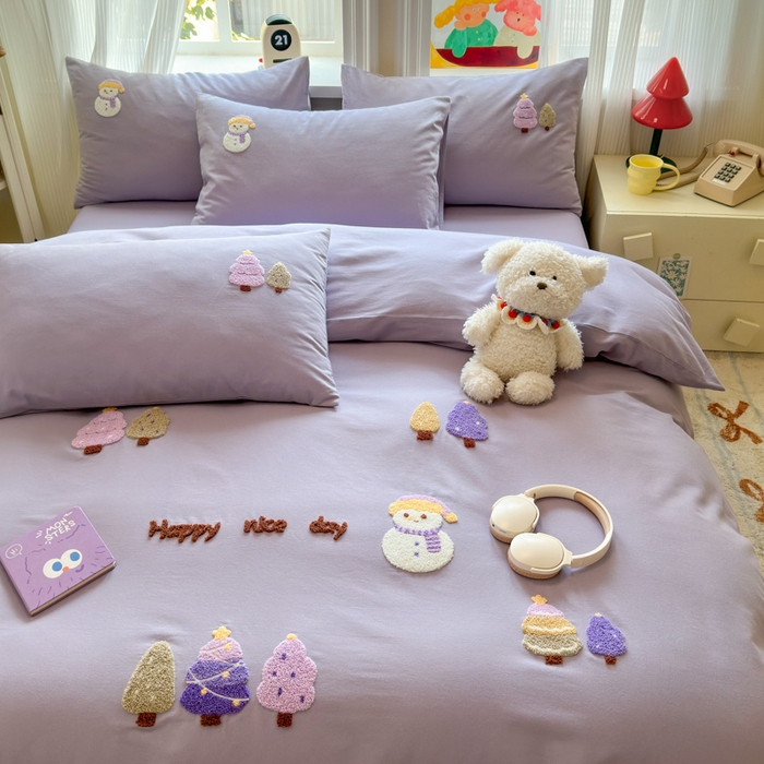 91家纺网 家纺一手货源 找家纺 （总）如意朵 2025新款全棉加厚磨毛绣花四件套风格二（专版花型）