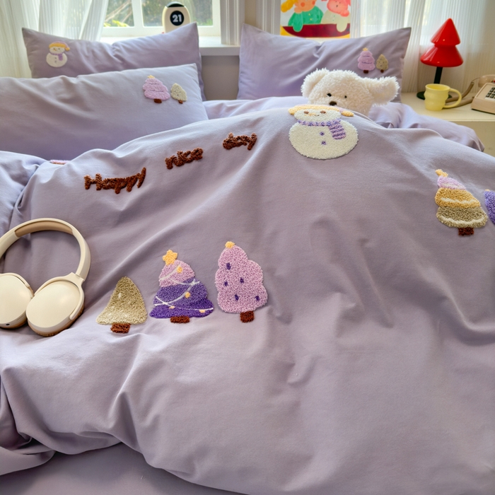 91家纺网 家纺一手货源 找家纺 （总）如意朵 2025新款全棉加厚磨毛绣花四件套风格二（专版花型）