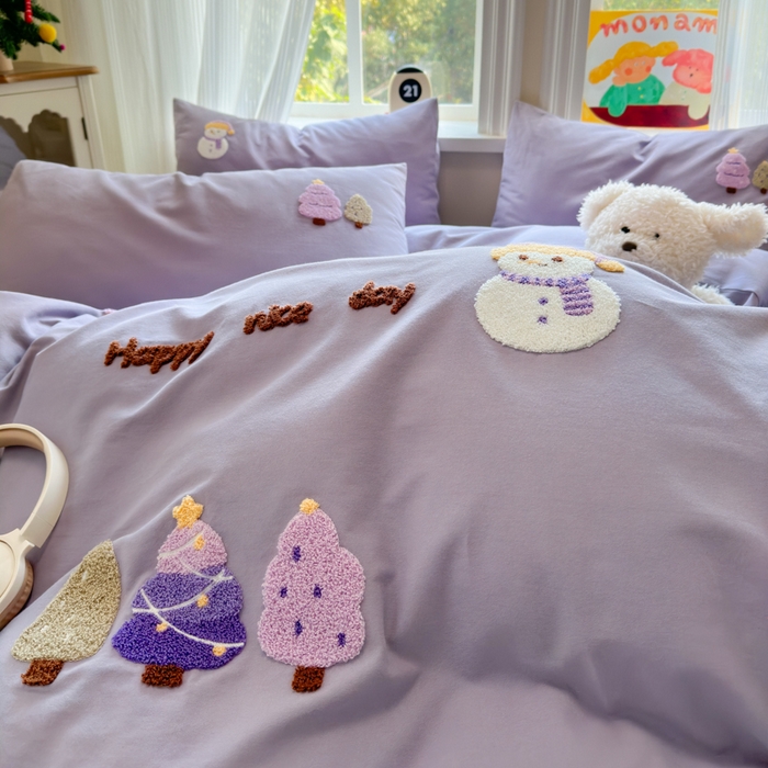 91家纺网 家纺一手货源 找家纺 （总）如意朵 2025新款全棉加厚磨毛绣花四件套风格二（专版花型）