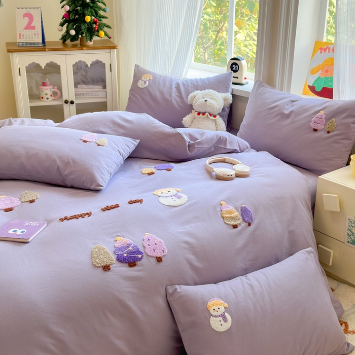 91家纺网 家纺一手货源 找家纺 （总）如意朵 2025新款全棉加厚磨毛绣花四件套风格二（专版花型）