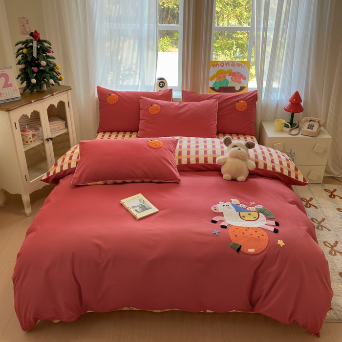 91家纺网 家纺一手货源 找家纺 （总）如意朵 2025新款全棉加厚磨毛绣花四件套风格二（专版花型）