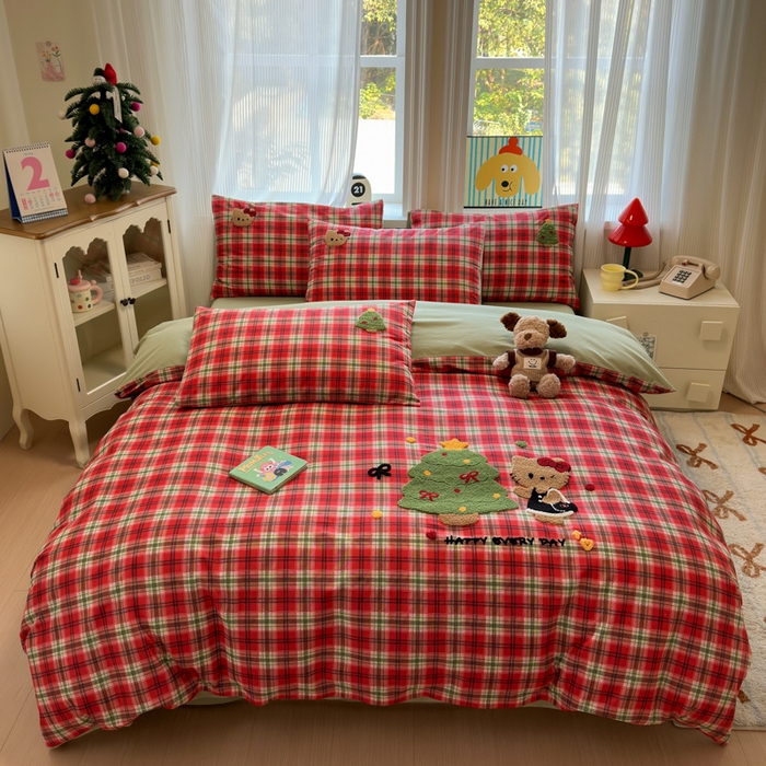 91家纺网 家纺一手货源 找家纺 （总）如意朵 2025新款全棉加厚磨毛绣花四件套风格二（专版花型）