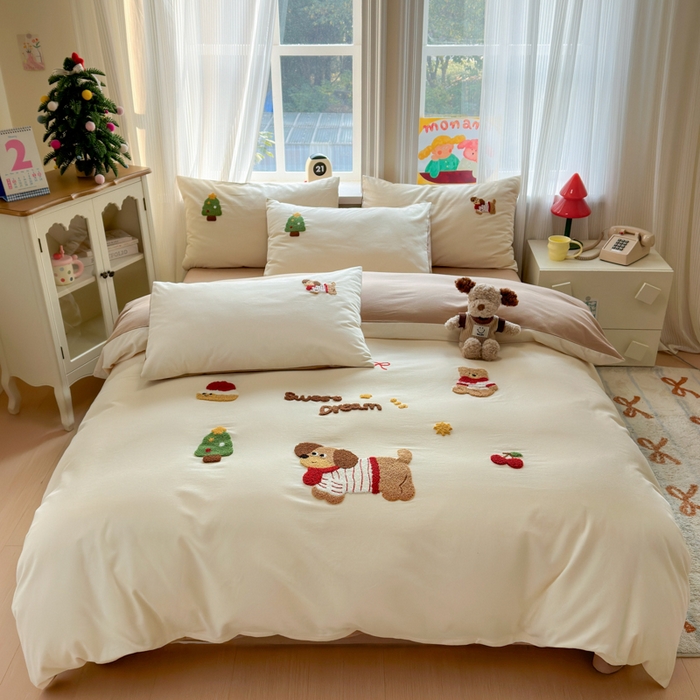 91家纺网 家纺一手货源 找家纺 （总）如意朵 2025新款全棉加厚磨毛绣花四件套风格二（专版花型）