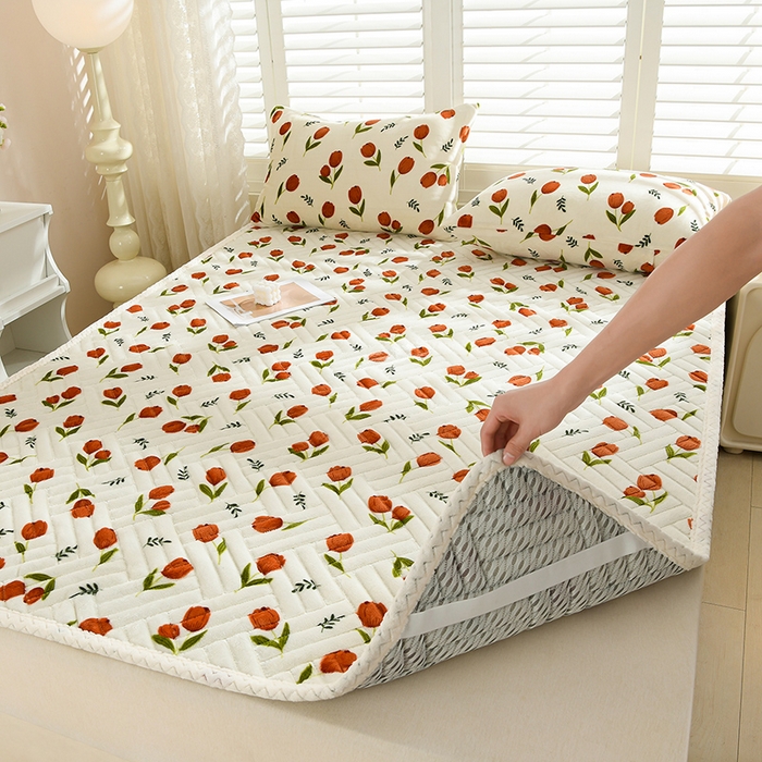 91家纺网 家纺一手货源 找家纺 （总）圣靓家纺 2025新款牛奶绒加厚保暖夹棉床褥床垫