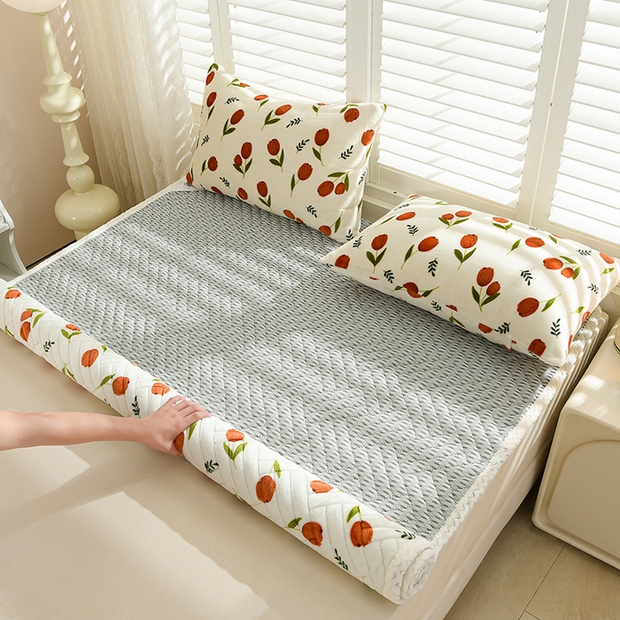 91家纺网 家纺一手货源 找家纺 （总）圣靓家纺 2025新款牛奶绒加厚保暖夹棉床褥床垫