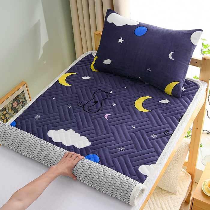 91家纺网 家纺一手货源 找家纺 圣靓家纺 2025新款牛奶绒加厚保暖夹棉床褥床垫 晚安