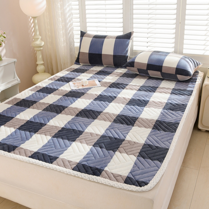 91家纺网 家纺一手货源 找家纺 圣靓家纺 2025新款牛奶绒加厚保暖夹棉床褥床垫 简尚