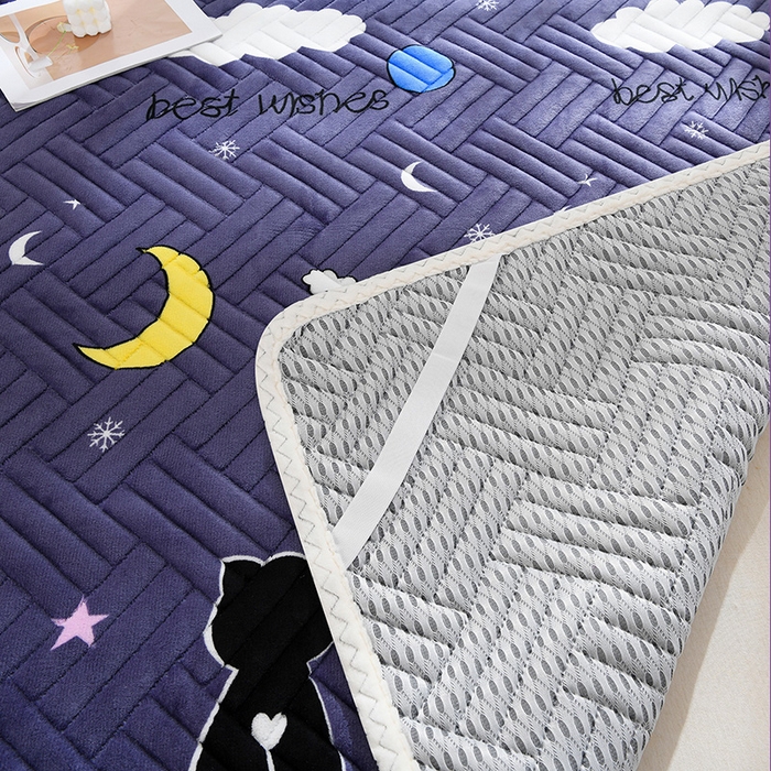 91家纺网 家纺一手货源 找家纺 圣靓家纺 2025新款牛奶绒加厚保暖夹棉床褥床垫 晚安