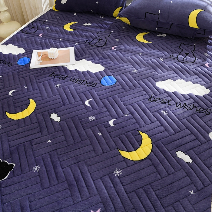 91家纺网 家纺一手货源 找家纺 圣靓家纺 2025新款牛奶绒加厚保暖夹棉床褥床垫 晚安