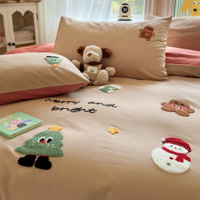 91家纺网 家纺一手货源 找家纺 如意朵 2025新款全棉加厚磨毛绣花四件套风格二（专版花型） 童话世界