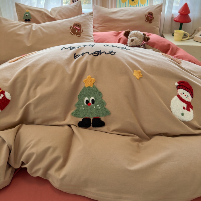 91家纺网 家纺一手货源 找家纺 如意朵 2025新款全棉加厚磨毛绣花四件套风格二（专版花型） 童话世界