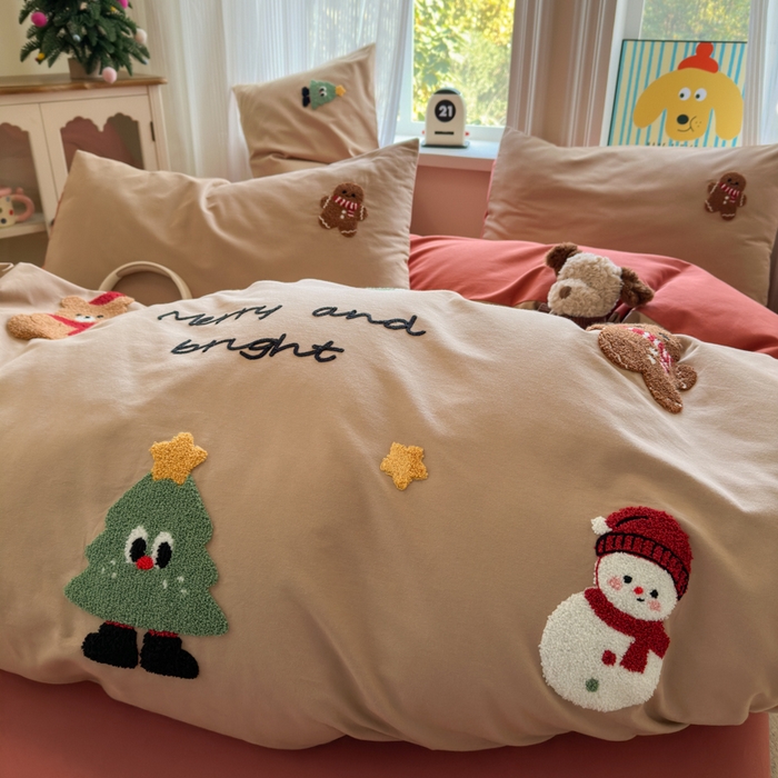 91家纺网 家纺一手货源 找家纺 如意朵 2025新款全棉加厚磨毛绣花四件套风格二（专版花型） 童话世界