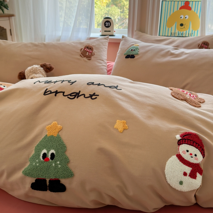 91家纺网 家纺一手货源 找家纺 如意朵 2025新款全棉加厚磨毛绣花四件套风格二（专版花型） 童话世界