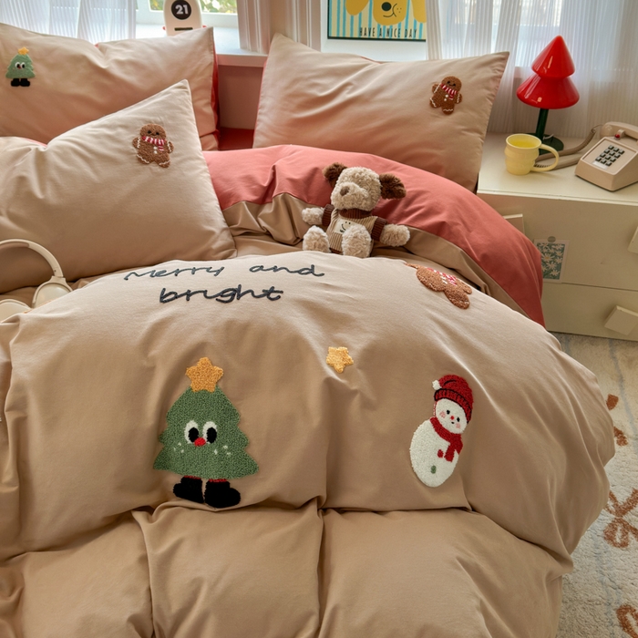 91家纺网 家纺一手货源 找家纺 如意朵 2025新款全棉加厚磨毛绣花四件套风格二（专版花型） 童话世界