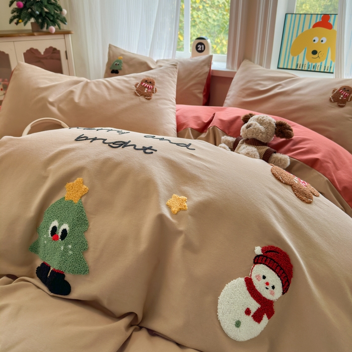 91家纺网 家纺一手货源 找家纺 如意朵 2025新款全棉加厚磨毛绣花四件套风格二（专版花型） 童话世界