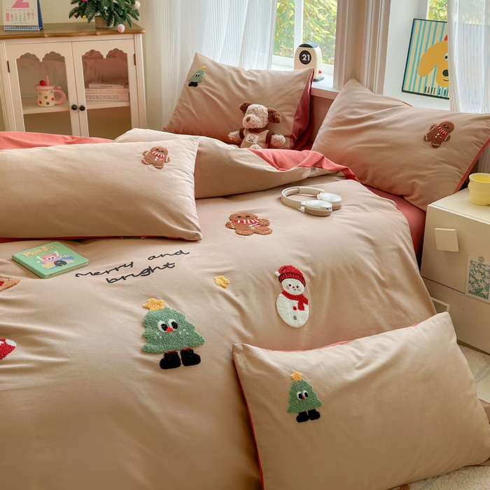 91家纺网 家纺一手货源 找家纺 如意朵 2025新款全棉加厚磨毛绣花四件套风格二（专版花型） 童话世界