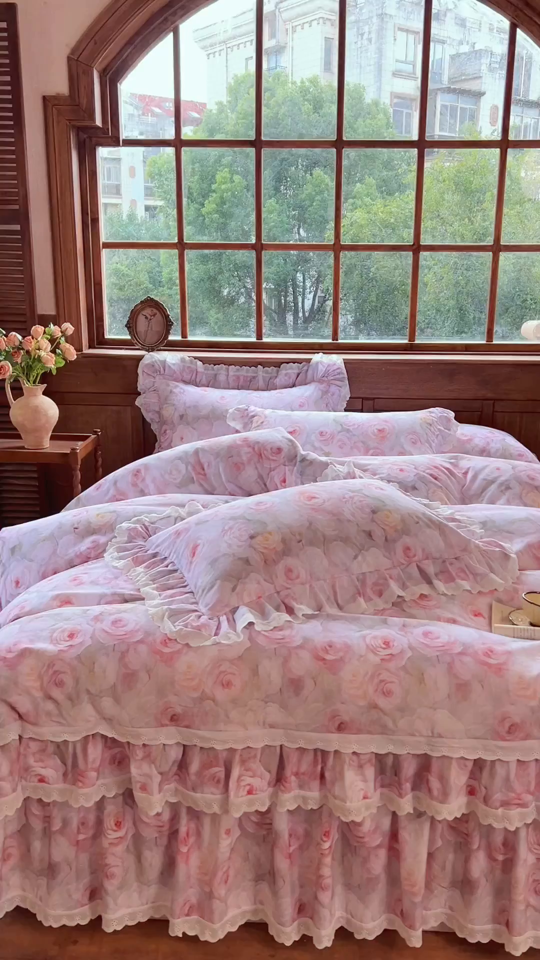 91家纺网 家纺一手货源 找家纺 （总）网红馆（ck家纺） 2025新款全棉磨毛印花床裙款复古法式优雅四件套