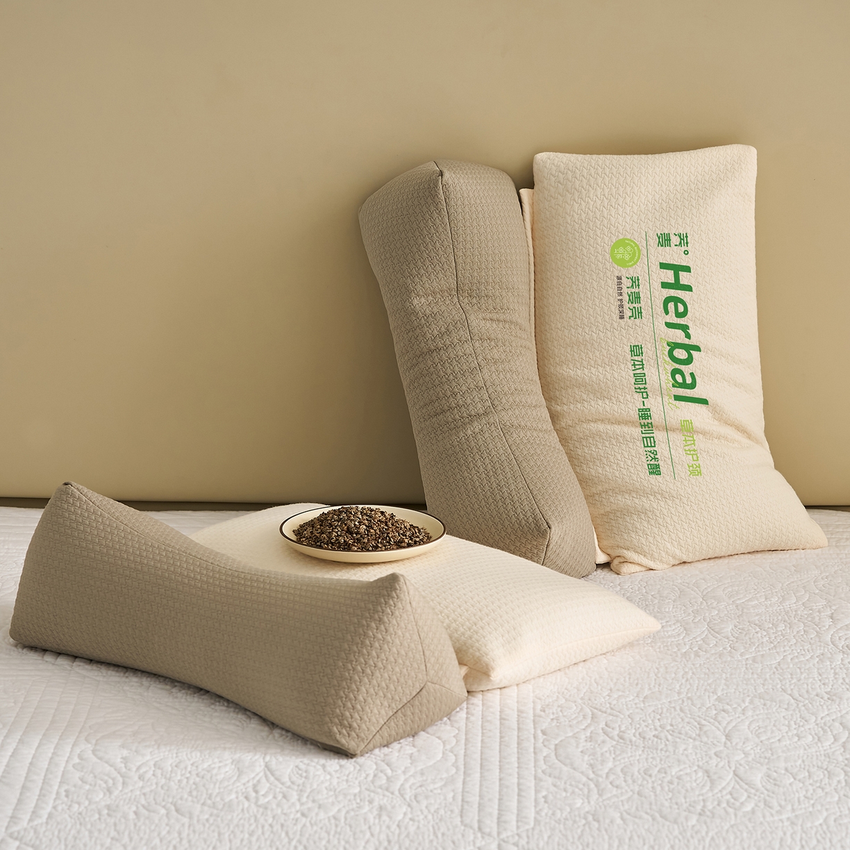 91家纺网 家纺一手货源 找家纺 乐可 2025新款草本组合枕荞麦枕本草香丸合香枕枕头枕芯 草本组合枕-咖色