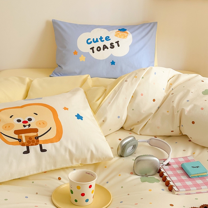 91家纺网 家纺一手货源 找家纺 锦彩家居 2025新款全棉13372数码印花毛巾绣四件套（提供买家秀） 吐司面包