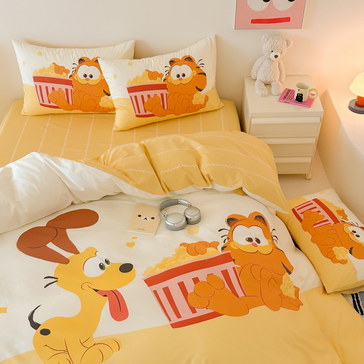 91家纺网 家纺一手货源 找家纺 （总）锦彩家居 2025新款全棉数码印花卡通四件套-加菲猫系列