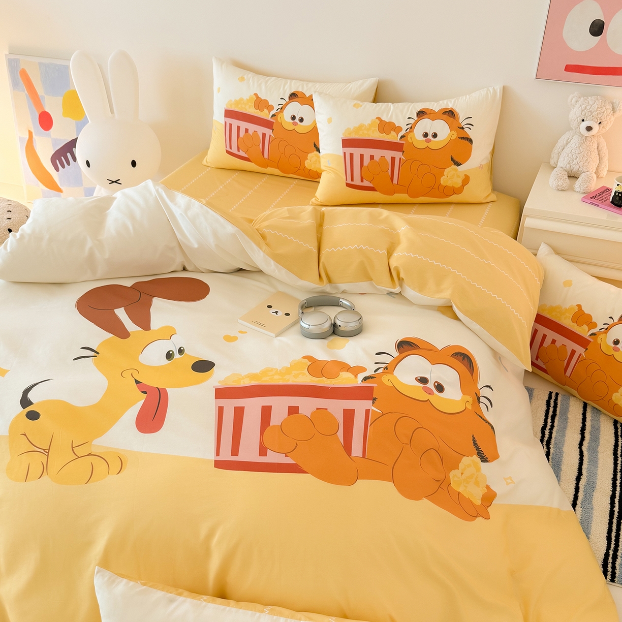 91家纺网 家纺一手货源 找家纺 （总）锦彩家居 2025新款全棉数码印花卡通四件套-加菲猫系列