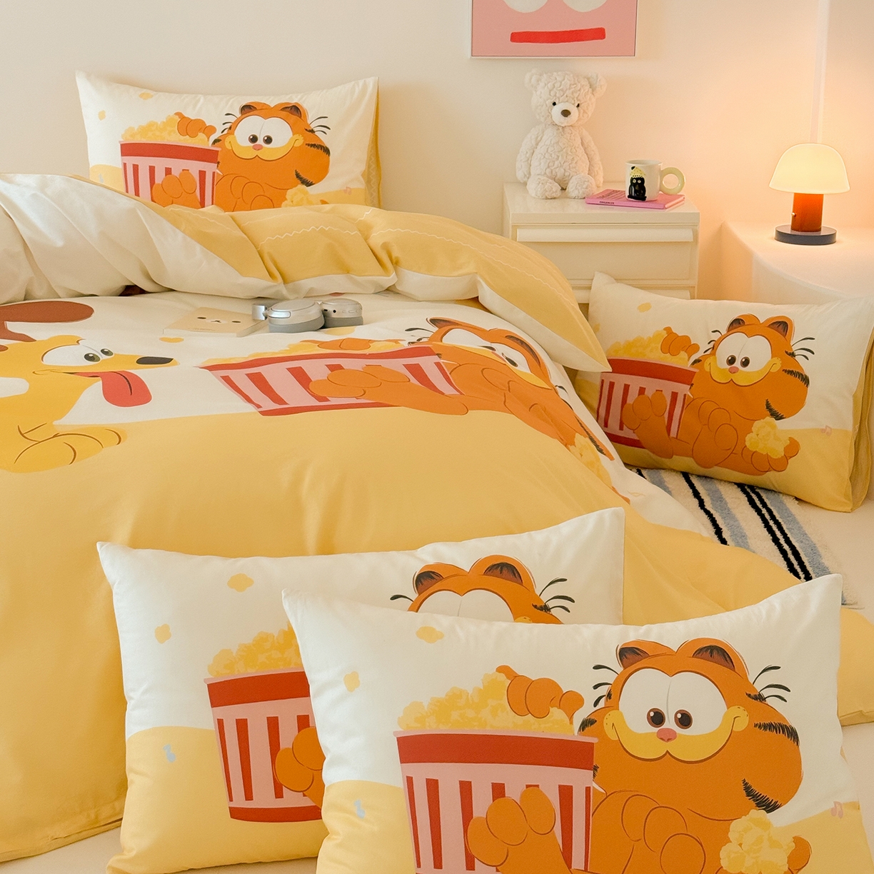 91家纺网 家纺一手货源 找家纺 （总）锦彩家居 2025新款全棉数码印花卡通四件套-加菲猫系列