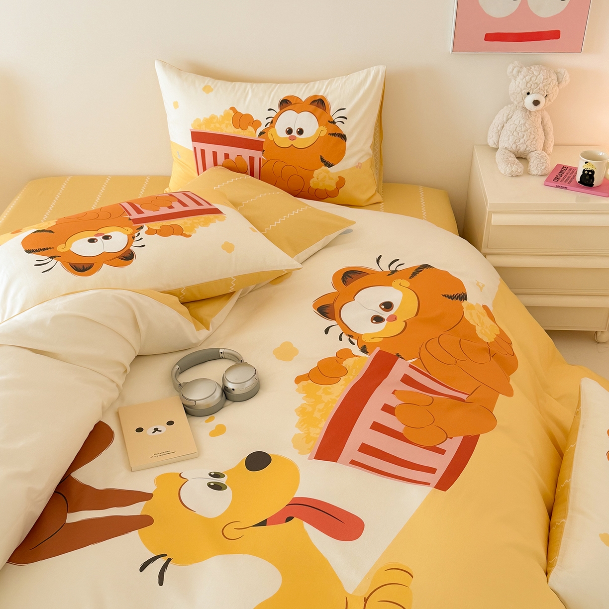 91家纺网 家纺一手货源 找家纺 （总）锦彩家居 2025新款全棉数码印花卡通四件套-加菲猫系列