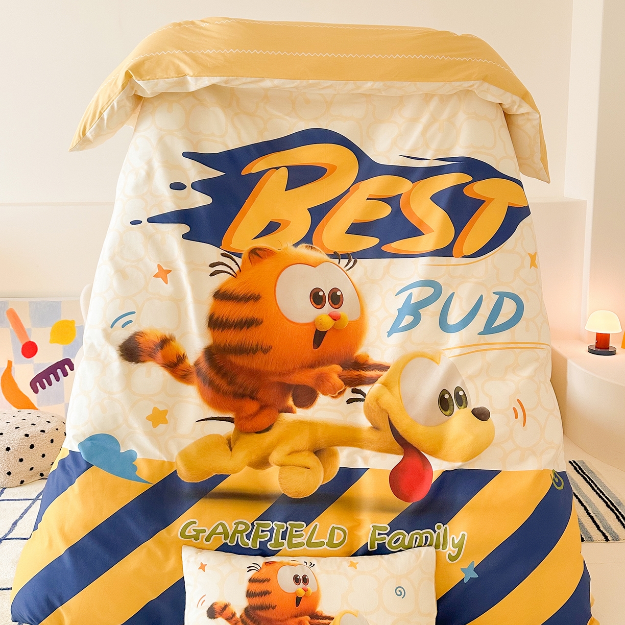 91家纺网 家纺一手货源 找家纺 （总）锦彩家居 2025新款全棉数码印花卡通四件套-加菲猫系列