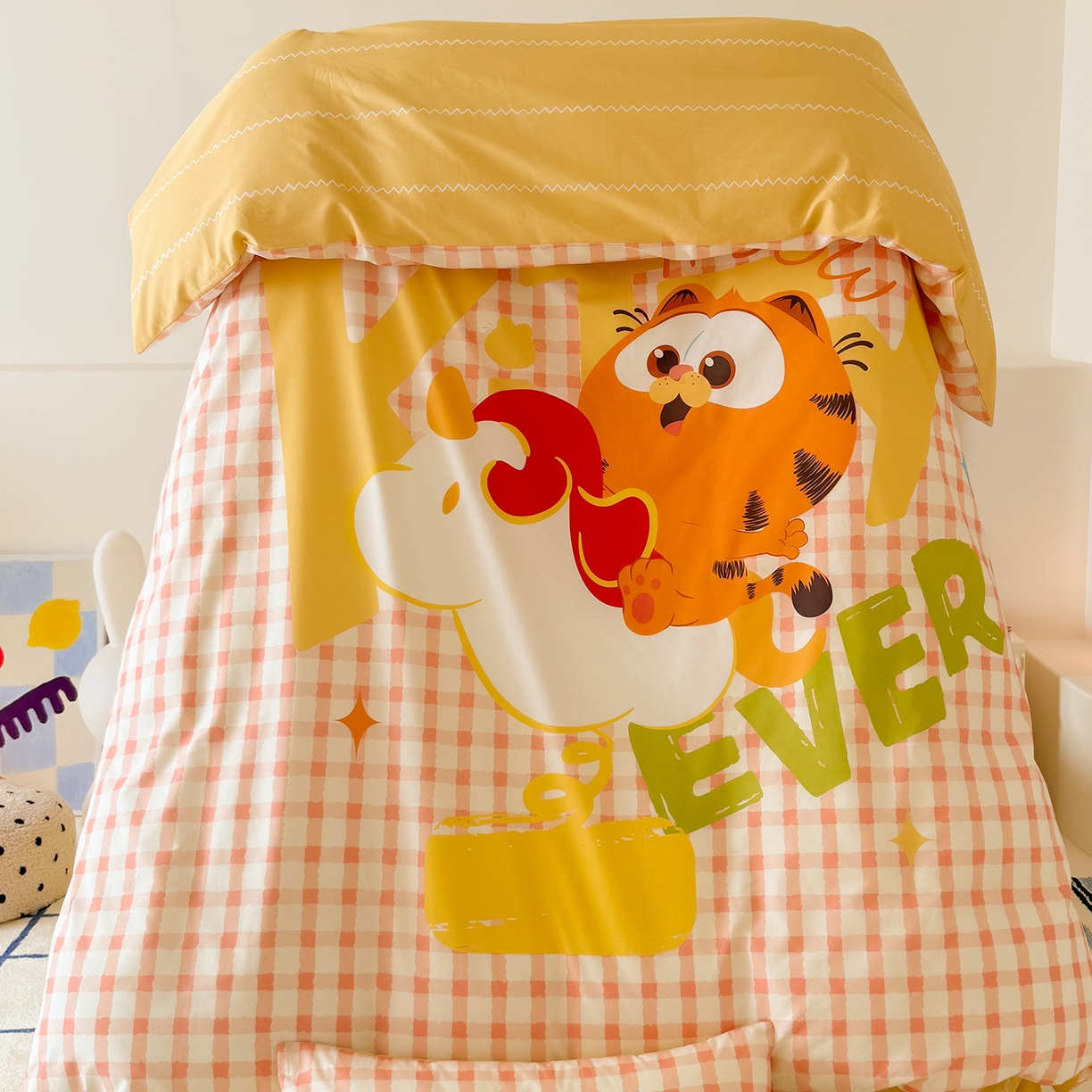 91家纺网 家纺一手货源 找家纺 （总）锦彩家居 2025新款全棉数码印花卡通四件套-加菲猫系列