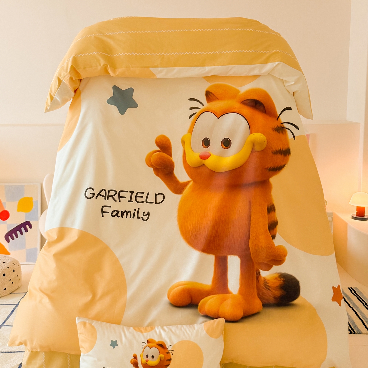 91家纺网 家纺一手货源 找家纺 （总）锦彩家居 2025新款全棉数码印花卡通四件套-加菲猫系列