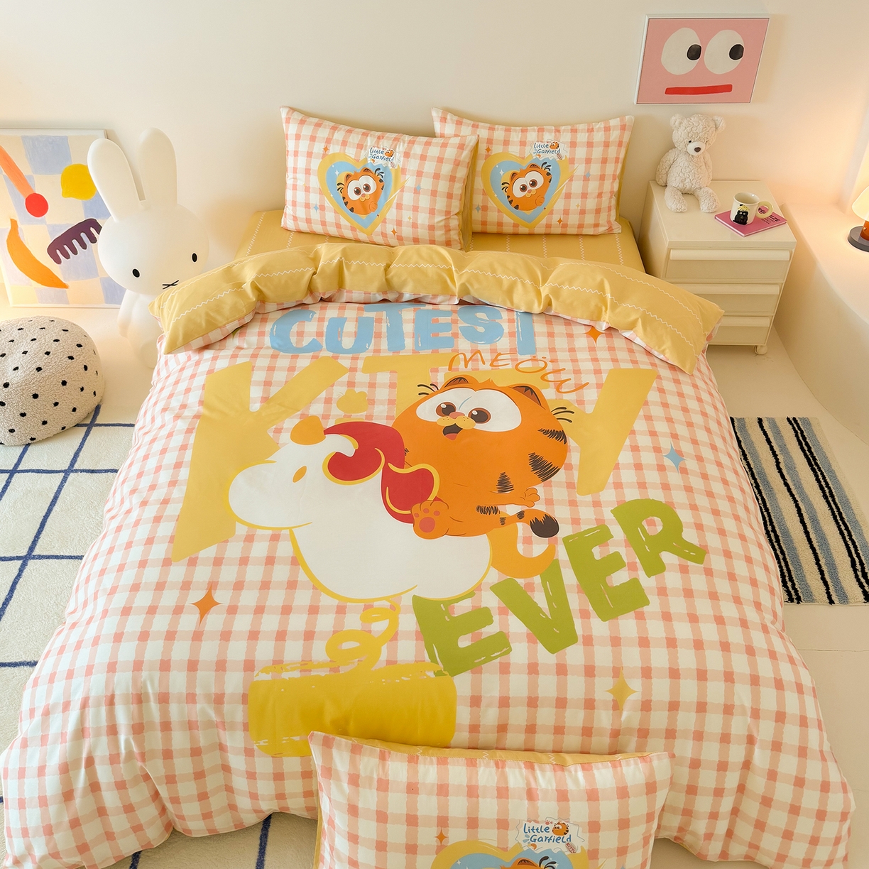 锦彩家居 2025新款全棉数码印花卡通四件套-加菲猫系列 可爱加菲