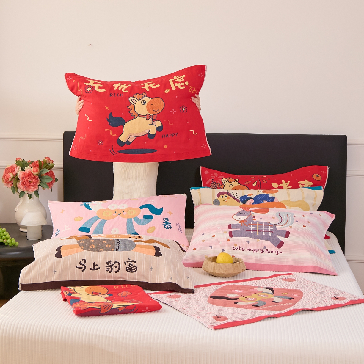 91家纺网 家纺一手货源 找家纺 （总）沐瑟家纺 2025新款纯棉八层枕巾-马