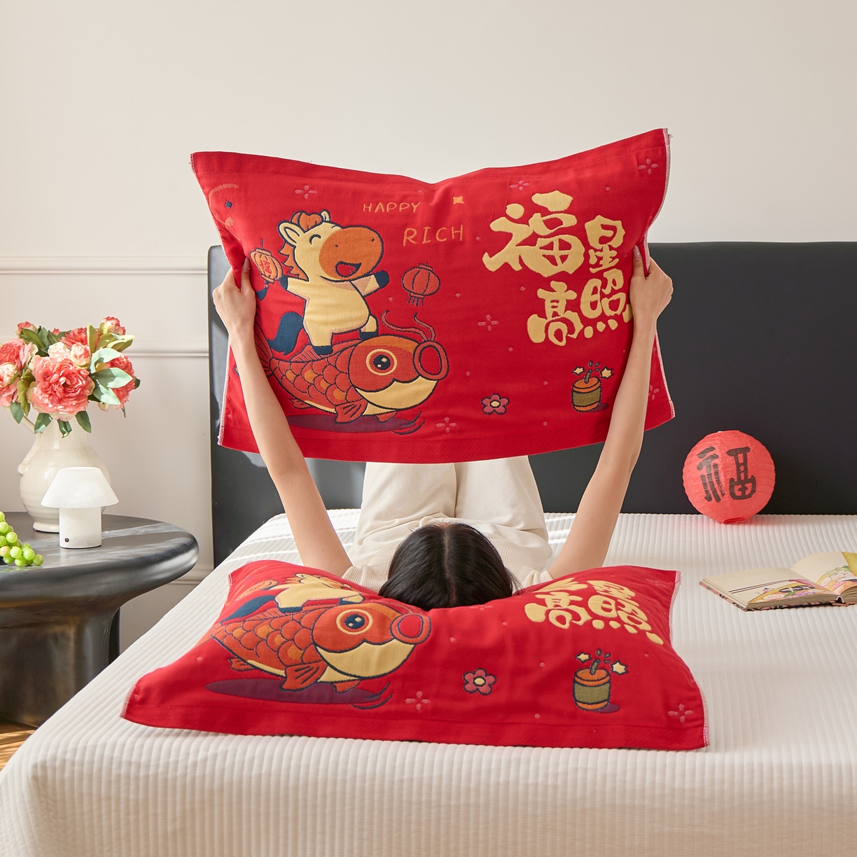 91家纺网 家纺一手货源 找家纺 （总）沐瑟家纺 2025新款纯棉八层枕巾-马