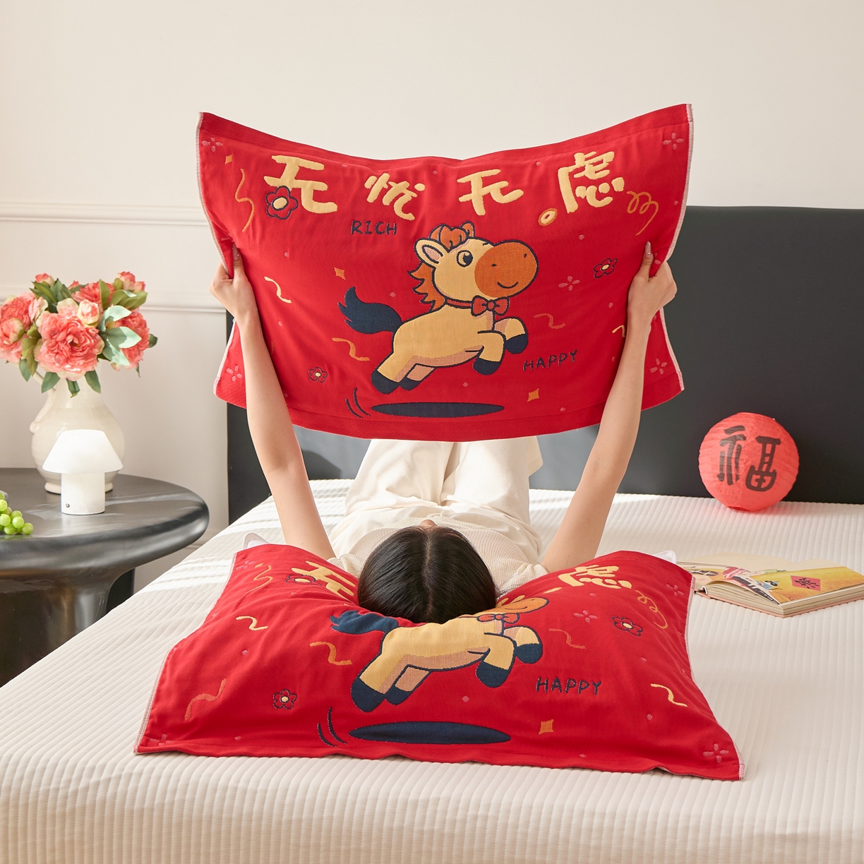 91家纺网 家纺一手货源 找家纺 （总）沐瑟家纺 2025新款纯棉八层枕巾-马