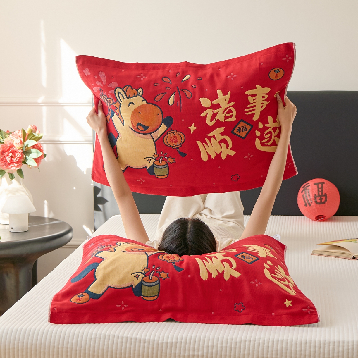 91家纺网 家纺一手货源 找家纺 （总）沐瑟家纺 2025新款纯棉八层枕巾-马