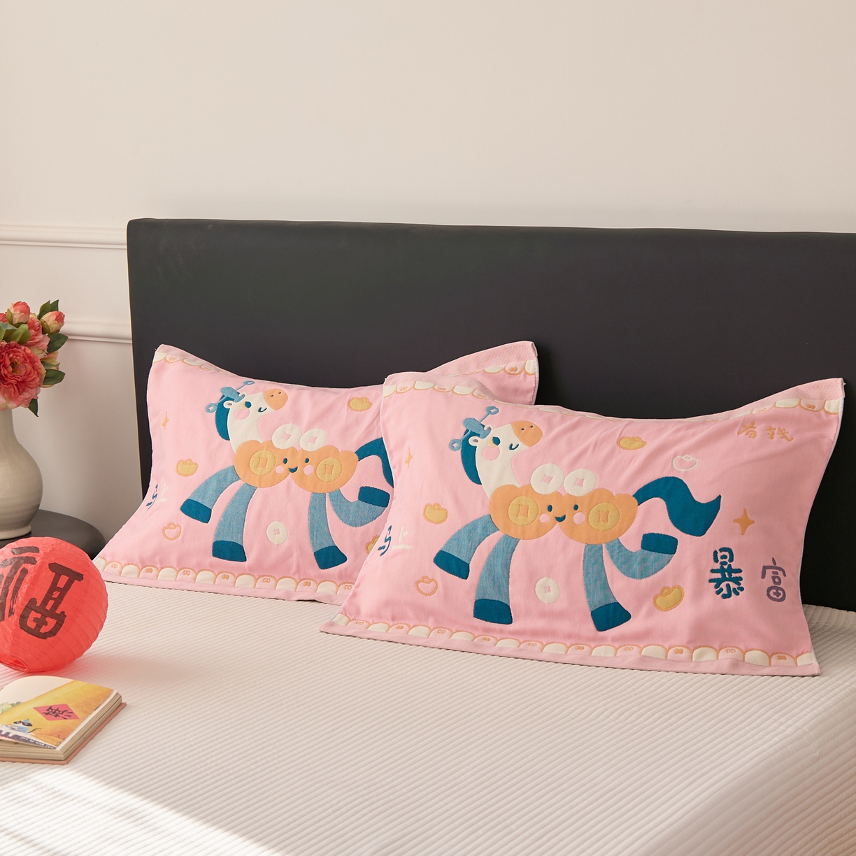 91家纺网 家纺一手货源 找家纺 沐瑟家纺 2026新款纯棉八层枕巾-马 马上有钱