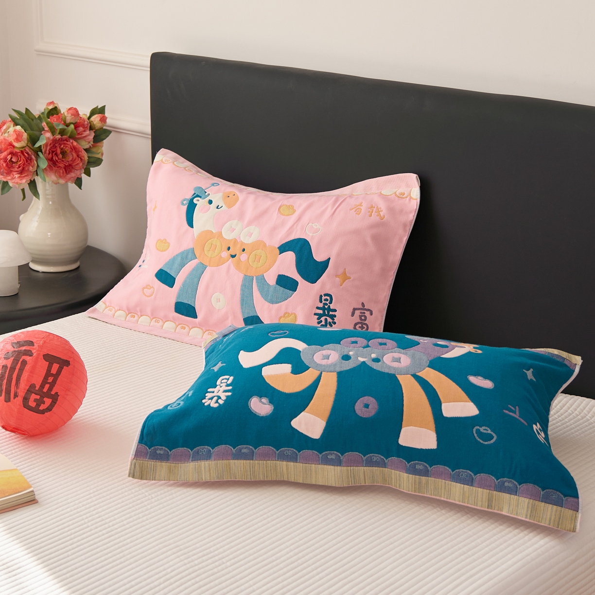 91家纺网 家纺一手货源 找家纺 沐瑟家纺 2026新款纯棉八层枕巾-马 马上有钱