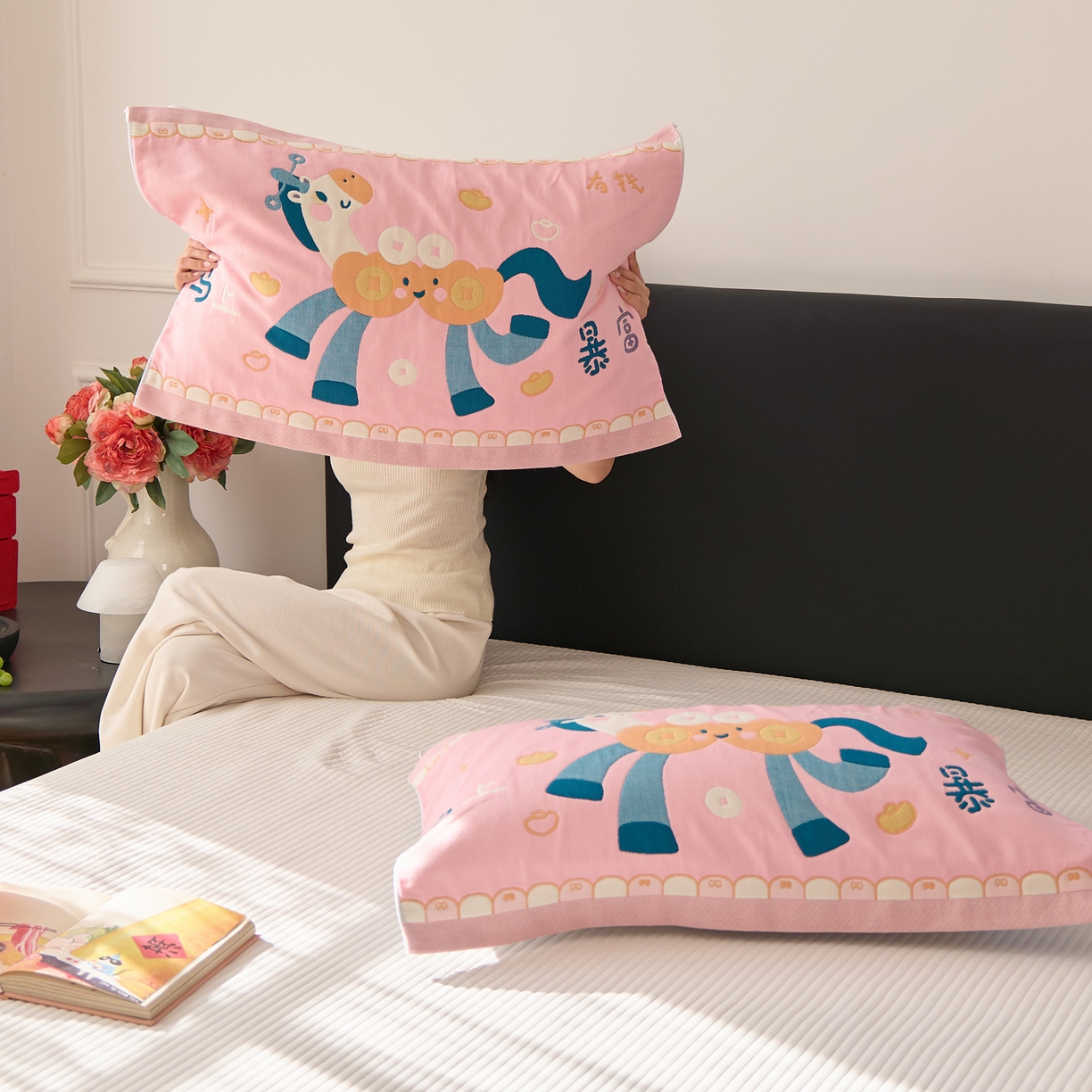 91家纺网 家纺一手货源 找家纺 沐瑟家纺 2026新款纯棉八层枕巾-马 马上有钱